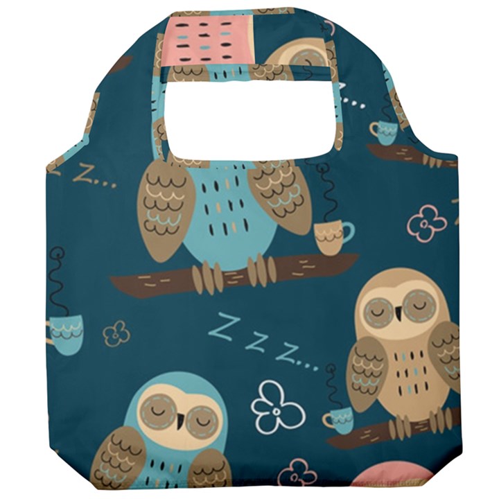 Seamless Pattern Owls Dreaming Foldable Grocery Recycle Bag