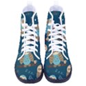 Seamless Pattern Owls Dreaming Women s High-Top Canvas Sneakers View1