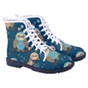 Seamless Pattern Owls Dreaming Women s High-Top Canvas Sneakers View3