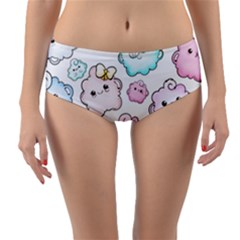 Cute Doodle Cartoon Seamless Pattern Reversible Mid-waist Bikini Bottoms by Apen