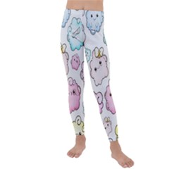 Cute Doodle Cartoon Seamless Pattern Kids  Lightweight Velour Leggings by Apen