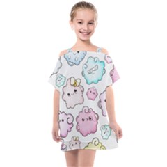 Cute Doodle Cartoon Seamless Pattern Kids  One Piece Chiffon Dress by Apen