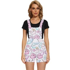 Cute Doodle Cartoon Seamless Pattern Short Overalls by Apen