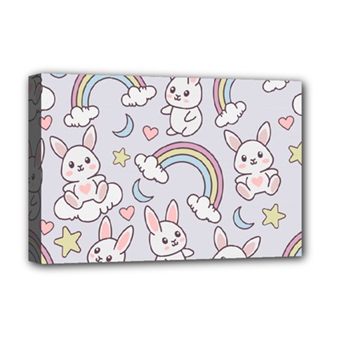 Seamless Pattern With Cute Rabbit Character Deluxe Canvas 18  X 12  (stretched) by Apen