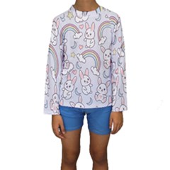 Seamless Pattern With Cute Rabbit Character Kids  Long Sleeve Swimwear by Apen