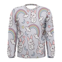 Seamless Pattern With Cute Rabbit Character Men s Long Sleeve T-shirt by Apen