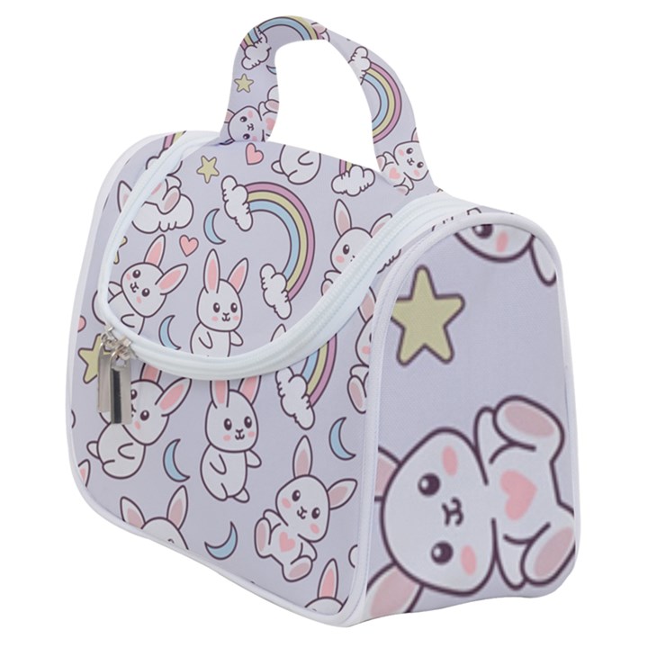 Seamless Pattern With Cute Rabbit Character Satchel Handbag