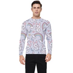 Seamless Pattern With Cute Rabbit Character Men s Long Sleeve Rash Guard by Apen