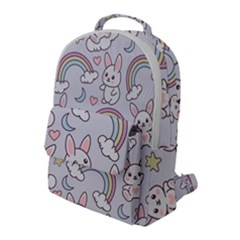 Seamless Pattern With Cute Rabbit Character Flap Pocket Backpack (large) by Apen