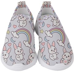 Seamless Pattern With Cute Rabbit Character Kids  Slip On Sneakers by Apen