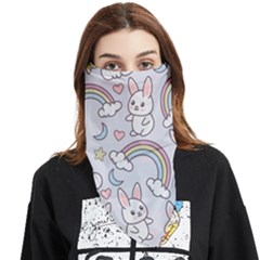 Seamless Pattern With Cute Rabbit Character Face Covering Bandana (triangle) by Apen