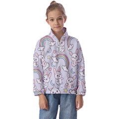 Seamless Pattern With Cute Rabbit Character Kids  Half Zip Hoodie by Apen