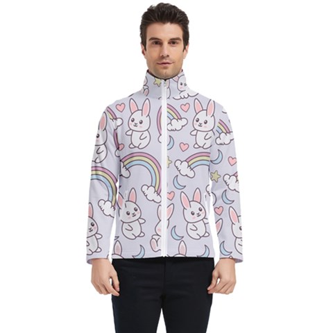 Seamless Pattern With Cute Rabbit Character Men s Bomber Jacket by Apen