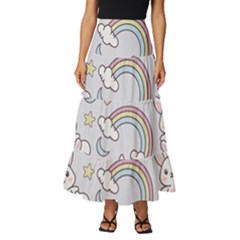 Seamless Pattern With Cute Rabbit Character Tiered Ruffle Maxi Skirt by Apen