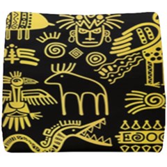 Golden Indian Traditional Signs Symbols Seat Cushion by Apen