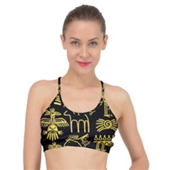 Golden Indian Traditional Signs Symbols Basic Training Sports Bra by Apen