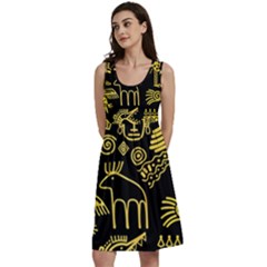 Golden Indian Traditional Signs Symbols Classic Skater Dress by Apen