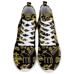 Golden Indian Traditional Signs Symbols Men s Lightweight High Top Sneakers by Apen