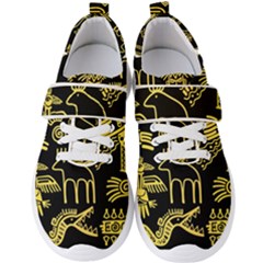 Golden Indian Traditional Signs Symbols Men s Velcro Strap Shoes by Apen