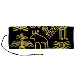 Golden Indian Traditional Signs Symbols Roll Up Canvas Pencil Holder (m) by Apen