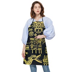 Golden Indian Traditional Signs Symbols Pocket Apron by Apen