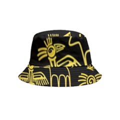 Golden Indian Traditional Signs Symbols Bucket Hat (kids) by Apen