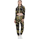 Golden Indian Traditional Signs Symbols Cropped Zip Up Lounge Set View1