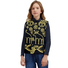 Golden Indian Traditional Signs Symbols Kid s Button Up Puffer Vest	 by Apen