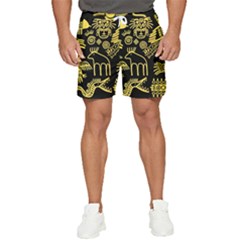 Golden Indian Traditional Signs Symbols Men s Runner Shorts by Apen