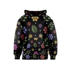 Embroidery Seamless Pattern With Flowers Kids  Pullover Hoodie by Apen