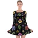 Embroidery Seamless Pattern With Flowers Long Sleeve Skater Dress View1