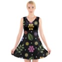 Embroidery Seamless Pattern With Flowers V-Neck Sleeveless Dress View1