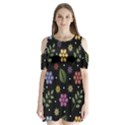 Embroidery Seamless Pattern With Flowers Shoulder Cutout Velvet One Piece View1