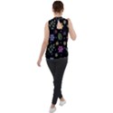 Embroidery Seamless Pattern With Flowers Mock Neck Chiffon Sleeveless Top View2