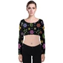 Embroidery Seamless Pattern With Flowers Velvet Long Sleeve Crop Top View1