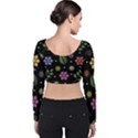 Embroidery Seamless Pattern With Flowers Velvet Long Sleeve Crop Top View2