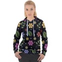 Embroidery Seamless Pattern With Flowers Women s Overhead Hoodie View1