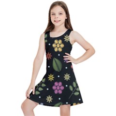 Embroidery Seamless Pattern With Flowers Kids  Lightweight Sleeveless Dress by Apen