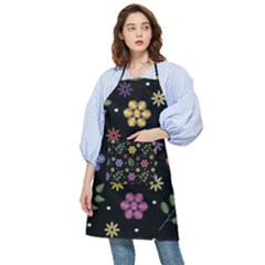 Embroidery Seamless Pattern With Flowers Pocket Apron by Apen