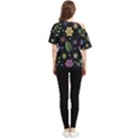 Embroidery Seamless Pattern With Flowers One Shoulder Cut Out T-Shirt View2