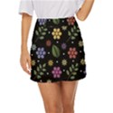 Embroidery Seamless Pattern With Flowers Mini Front Wrap Skirt View1