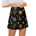 Embroidery Seamless Pattern With Flowers Mini Front Wrap Skirt View3