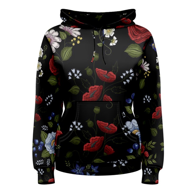 Floral Folk Fashion Ornamental Embroidery Pattern Women s Pullover Hoodie