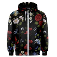 Floral Folk Fashion Ornamental Embroidery Pattern Men s Zipper Hoodie by Apen