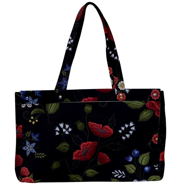 Floral Folk Fashion Ornamental Embroidery Pattern Canvas Work Bag