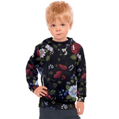 Floral Folk Fashion Ornamental Embroidery Pattern Kids  Hooded Pullover by Apen