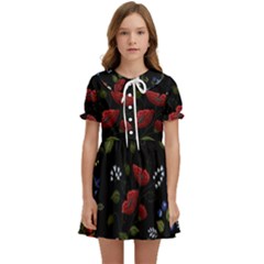 Floral Folk Fashion Ornamental Embroidery Pattern Kids  Sweet Collar Dress by Apen