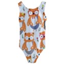 Cute Colorful Owl Cartoon Seamless Pattern Kids  Cut-Out Back One Piece Swimsuit View1