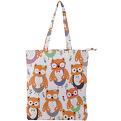 Cute Colorful Owl Cartoon Seamless Pattern Double Zip Up Tote Bag by Apen