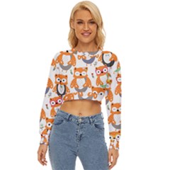 Cute Colorful Owl Cartoon Seamless Pattern Lightweight Long Sleeve Sweatshirt by Apen